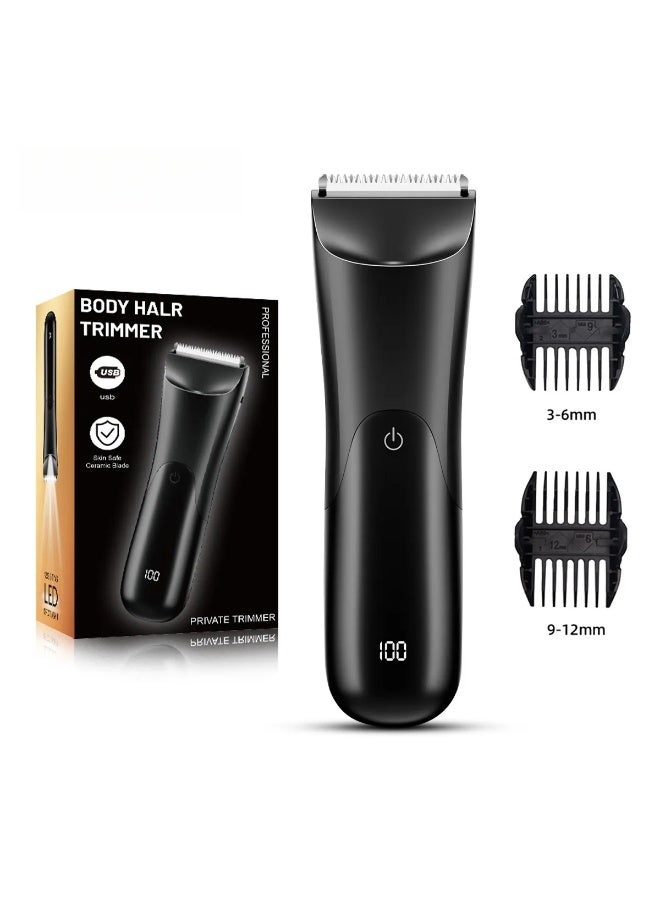 Waterproof USB Rechargeable Body Hair Trimmer for Men - Electric Clipper for Grooming Intimate Areas, Abdomen & Armpits - Image 1